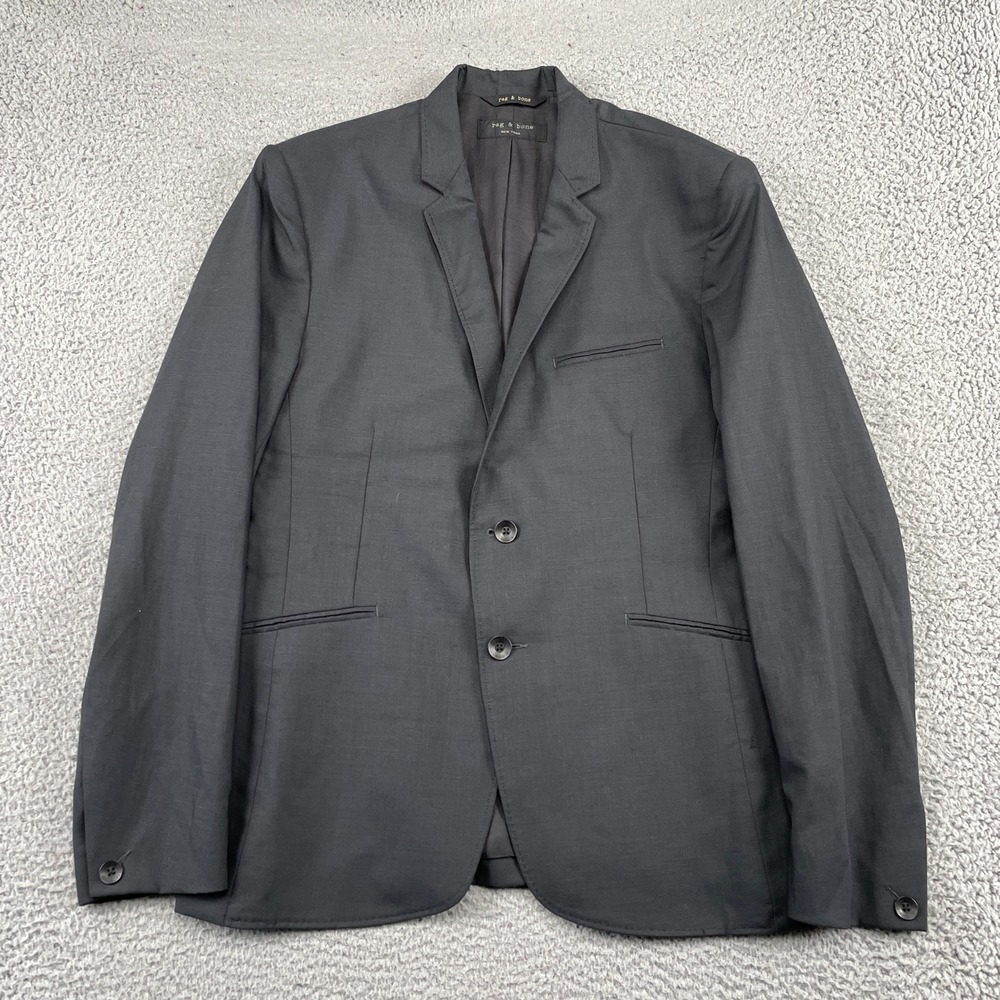 Rag & Bone Blazer Mens 40 Black Phillips Two Button Tailored Sport Coat